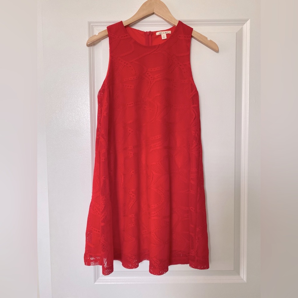Women’s Francesca’s Collections Miami Red Lace Sleeveless Dress - size small